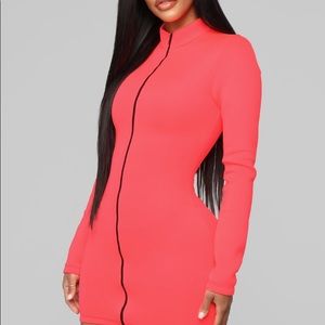 Neon zip up dress